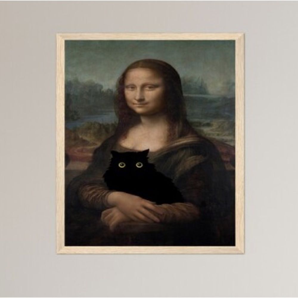 Mona Lisa Black Cat Print